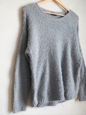 Rampage 2X Gray Silver Metallic Fuzzy Eyelash Knit Sweater NWT Plus Size